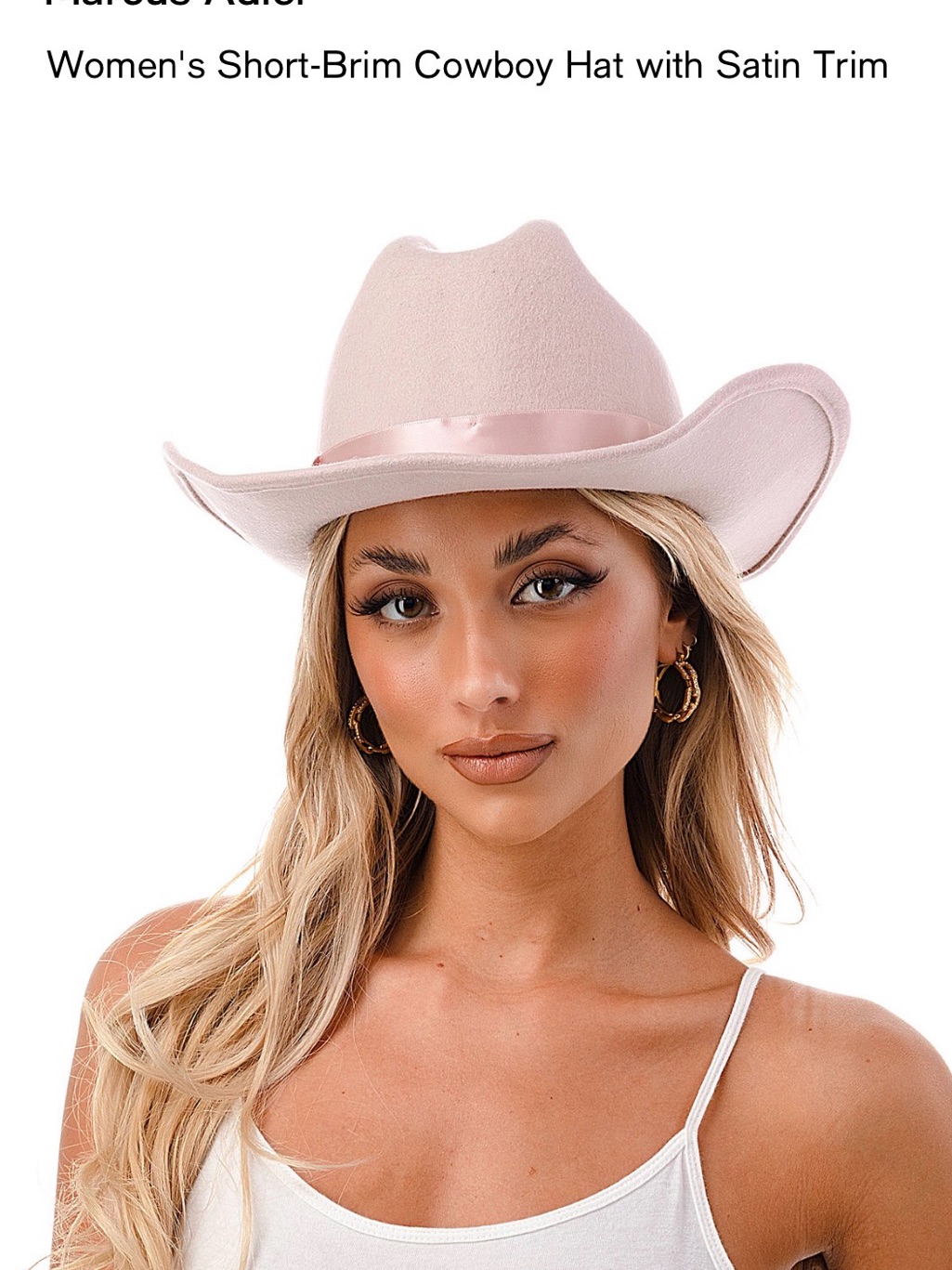 Women's Pink Short-Brim Cowboy Hat With Satin Trim